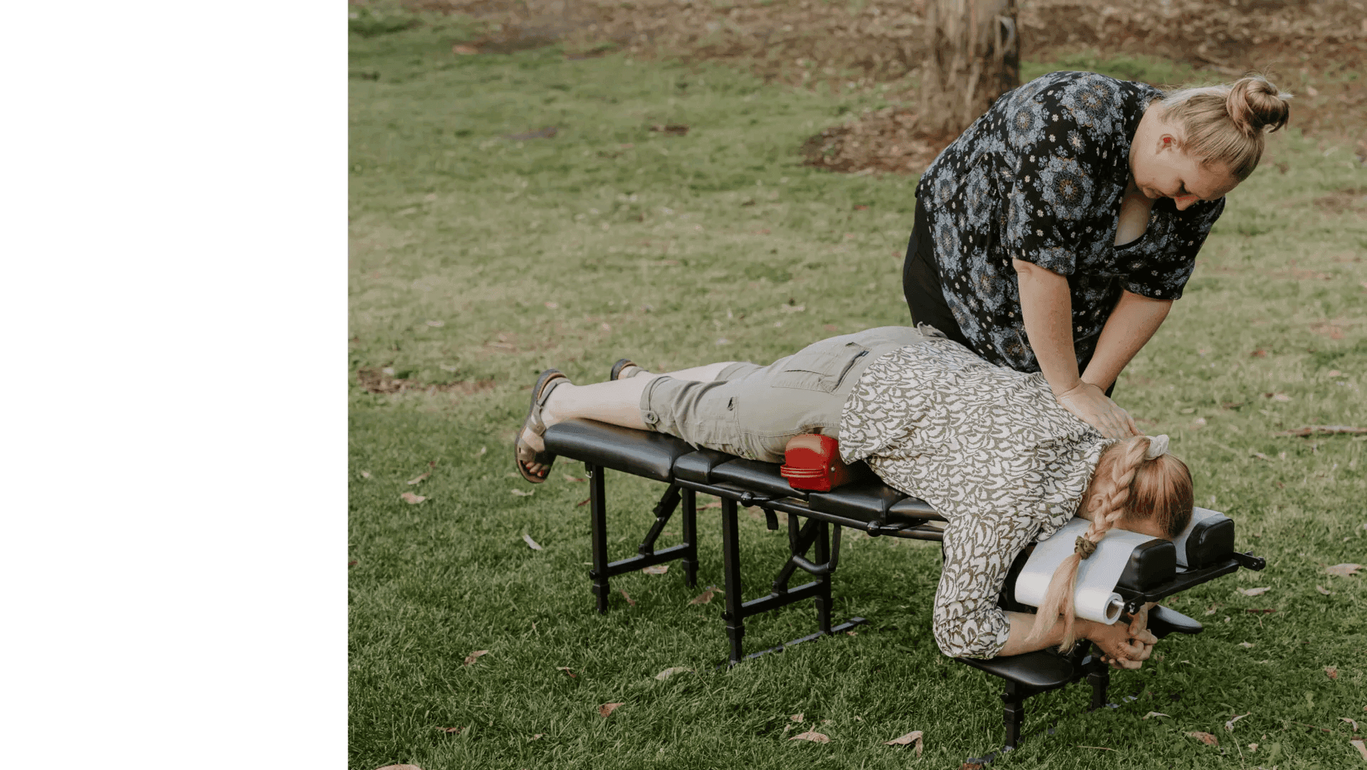 Upper cervical chiropractor in Oceanside supporting a relaxed patient's head and neck during gentle, no-twist Blair technique care